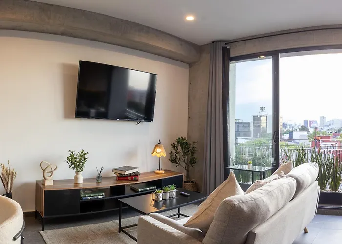 Modern 1br Near Revolucion Monument With Views Balcony & Gym Apartment
