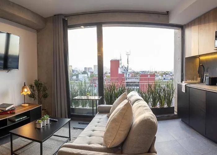 Modern 1br Near Revolucion Monument With Views Balcony & Gym Mexico City